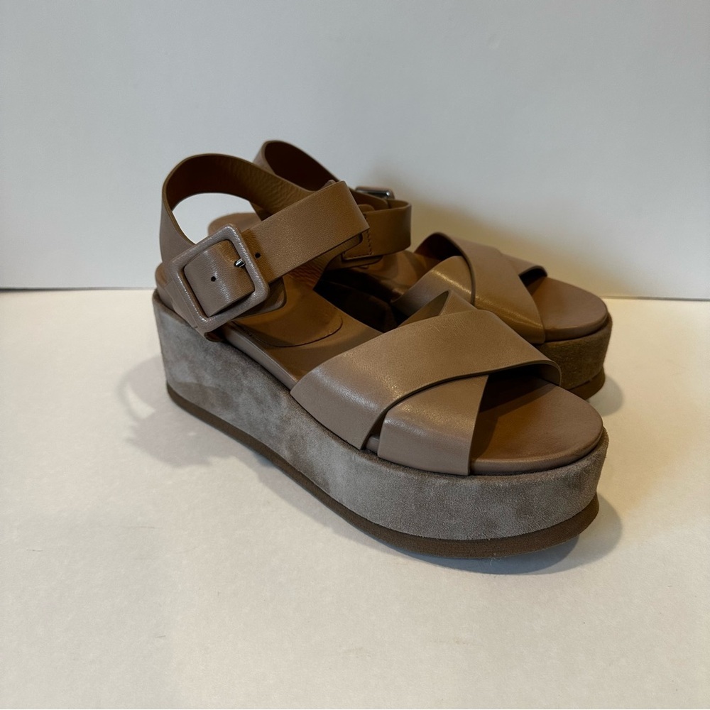 Gravity Pope Women's Leather and Suede Platform beige Shoes - Picture 2 of 5
